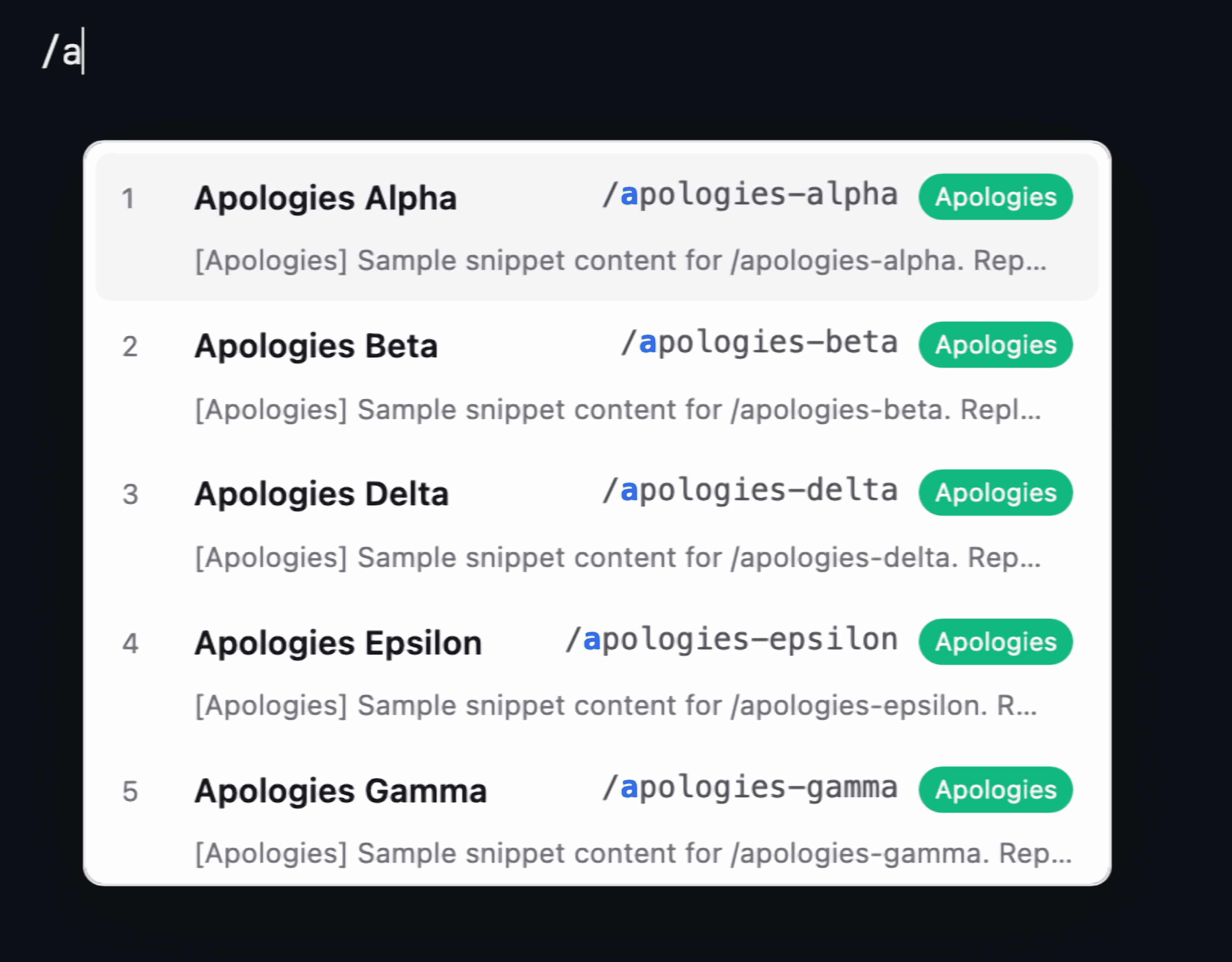 Agent Assist inline snippet dropdown